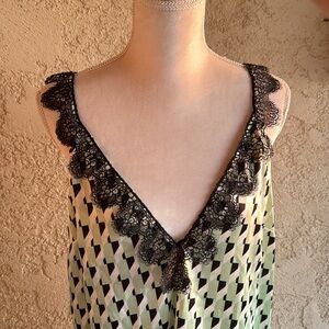 Future collective green lace trim lingerie slip dress size Large